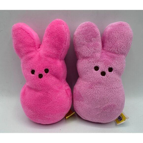 Peeps Plush Bunny Pair Pink Light  6" Stuffed Animals Easter Decor Cute Collecti - Picture 1 of 6